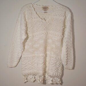 Yarnworks Handknit Off White Top Size L